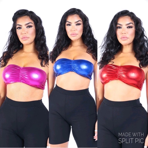 K Too Tops - 💗❤️💙Metallic Bandeau Tops: 3 Colors 💙❤️💗